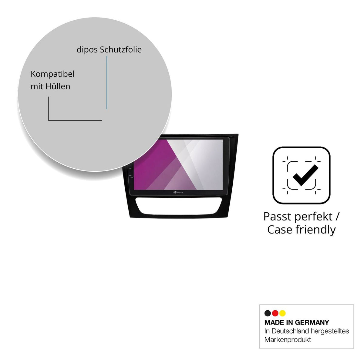 Schutzfolie mit optimaler Passform, zur Verwendung mit Hüllen geeignet