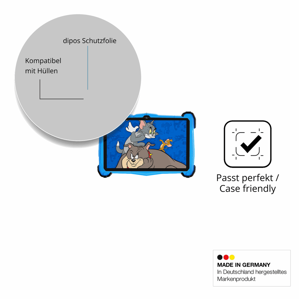 Schutzfolie mit optimaler Passform, zur Verwendung mit Hüllen geeignet