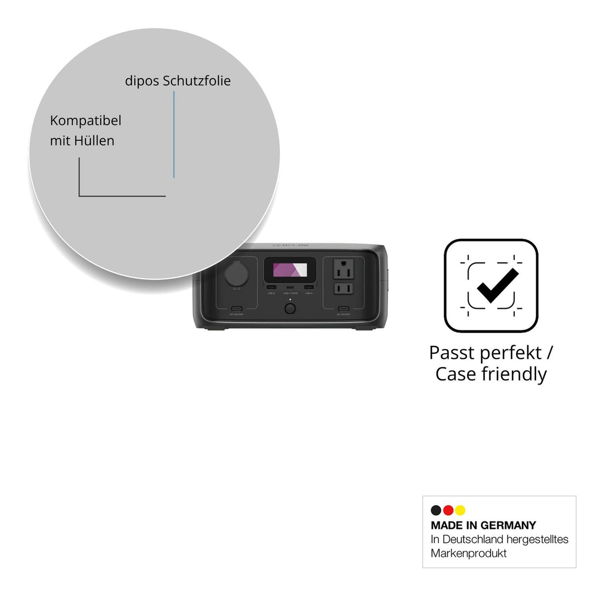 Schutzfolie mit optimaler Passform, zur Verwendung mit Hüllen geeignet