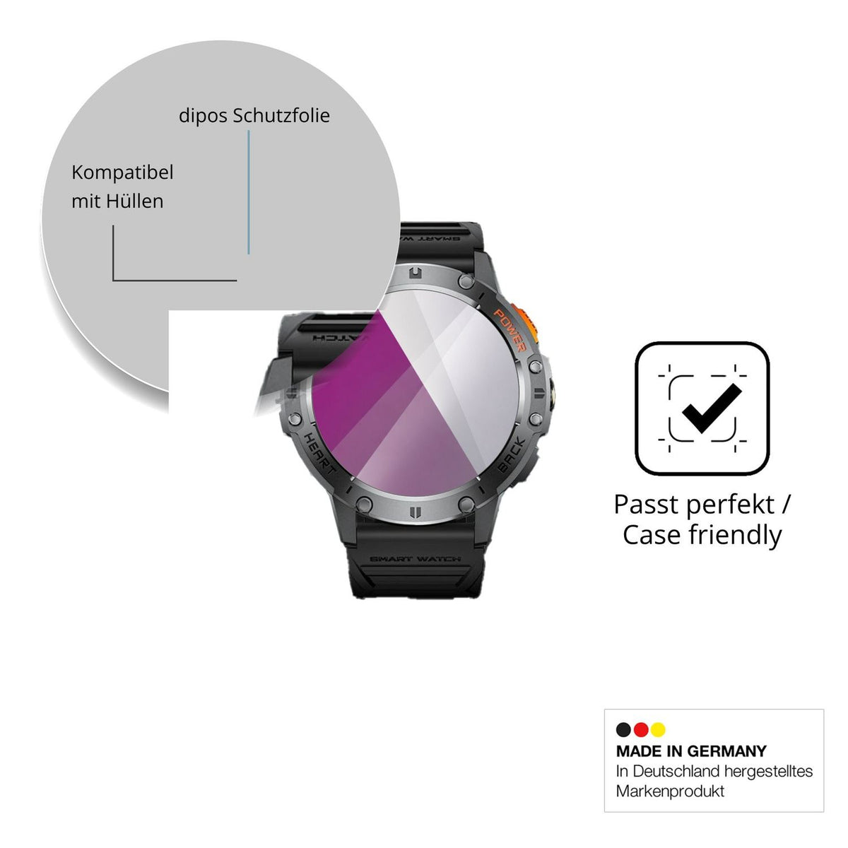 Schutzfolie mit optimaler Passform, zur Verwendung mit Hüllen geeignet