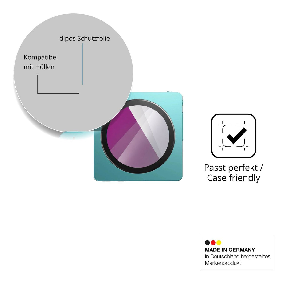 Schutzfolie mit optimaler Passform, zur Verwendung mit Hüllen geeignet
