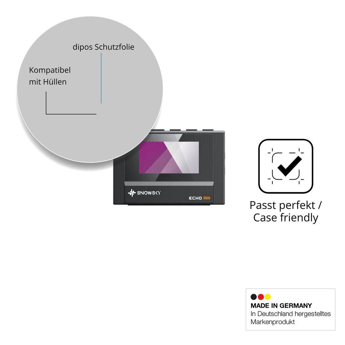 Schutzfolie mit optimaler Passform, zur Verwendung mit Hüllen geeignet