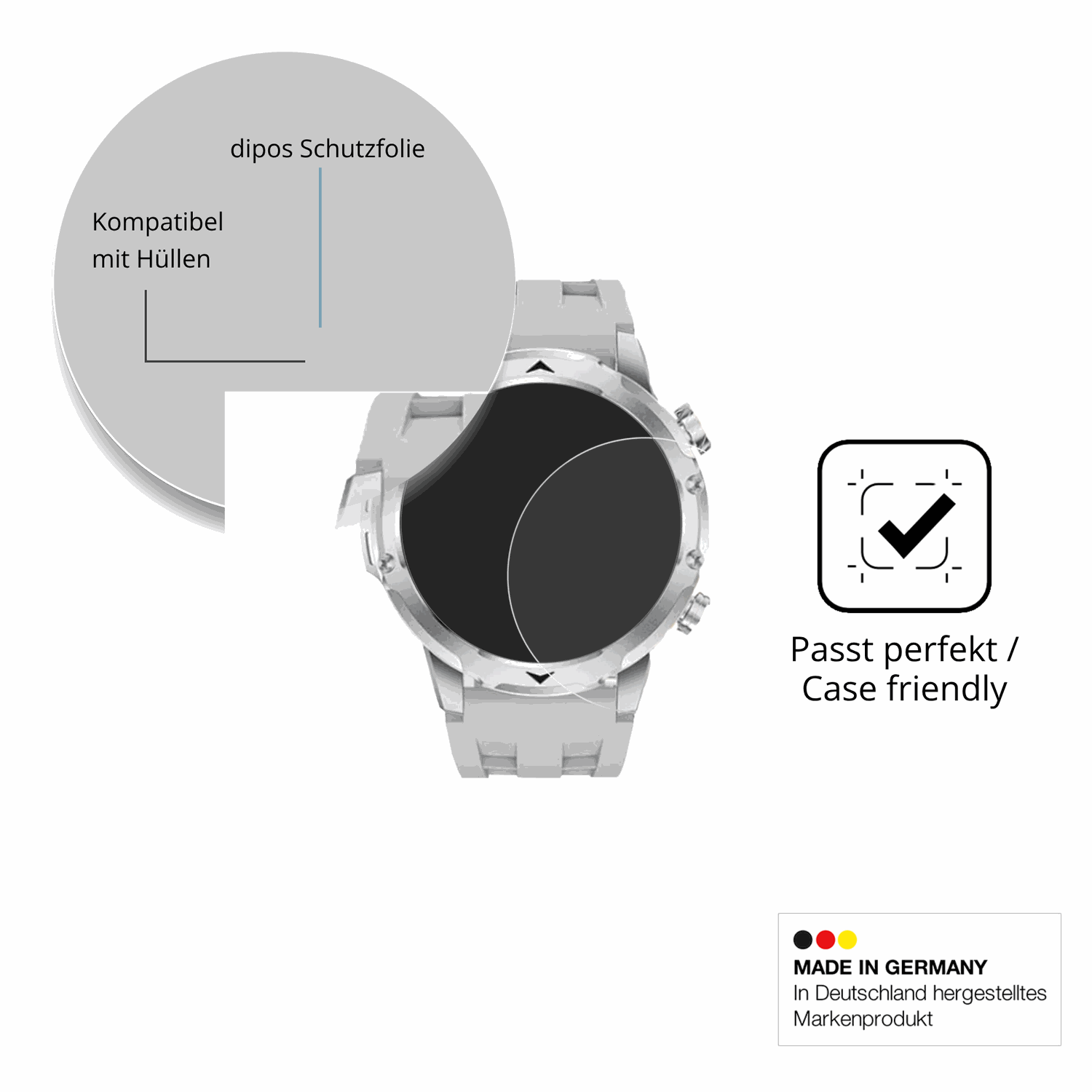 Schutzfolie mit optimaler Passform, zur Verwendung mit Hüllen geeignet
