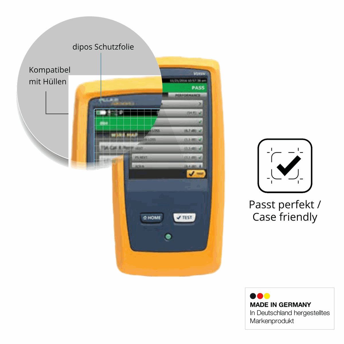 Schutzfolie mit optimaler Passform, zur Verwendung mit Hüllen geeignet