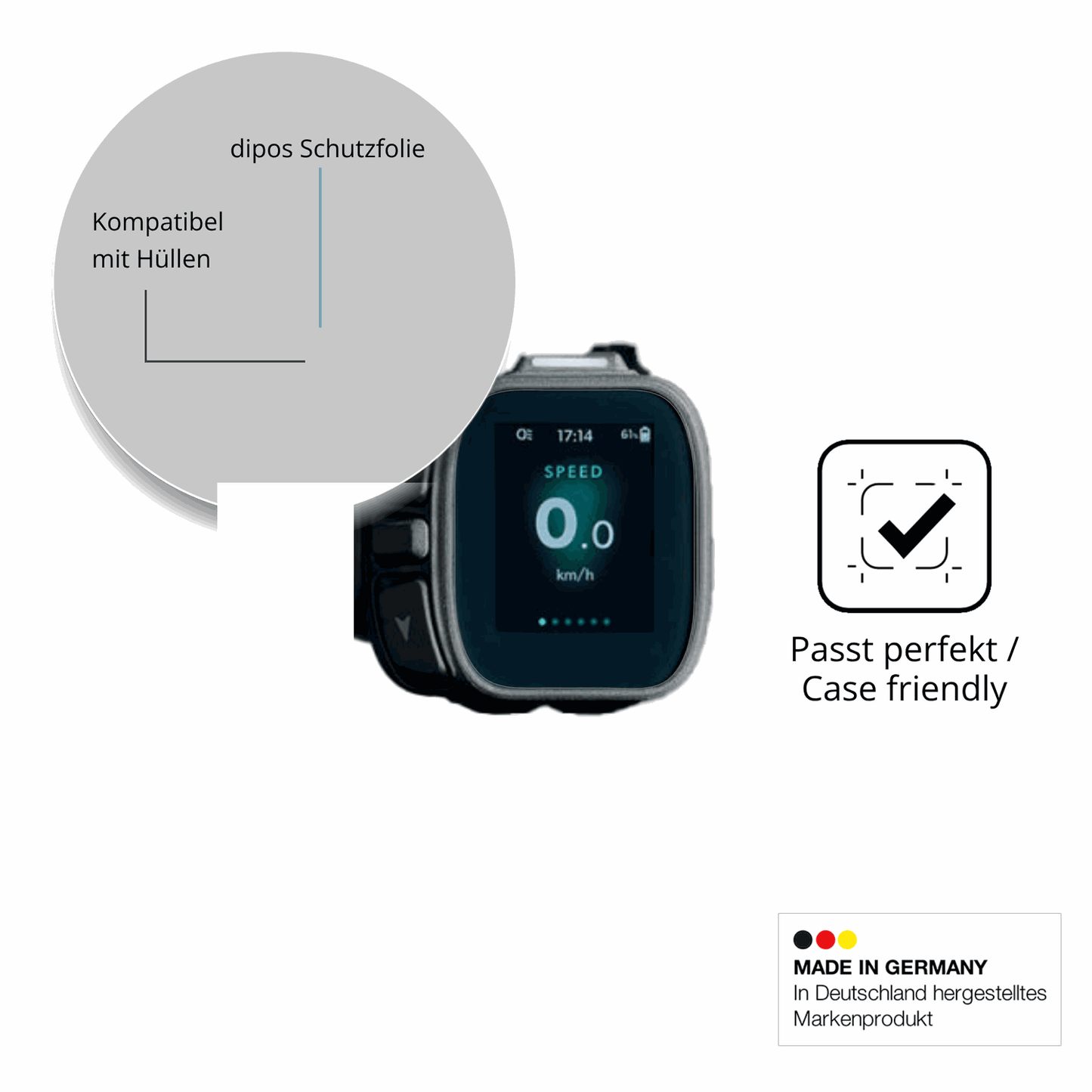 Schutzfolie mit optimaler Passform, zur Verwendung mit Hüllen geeignet