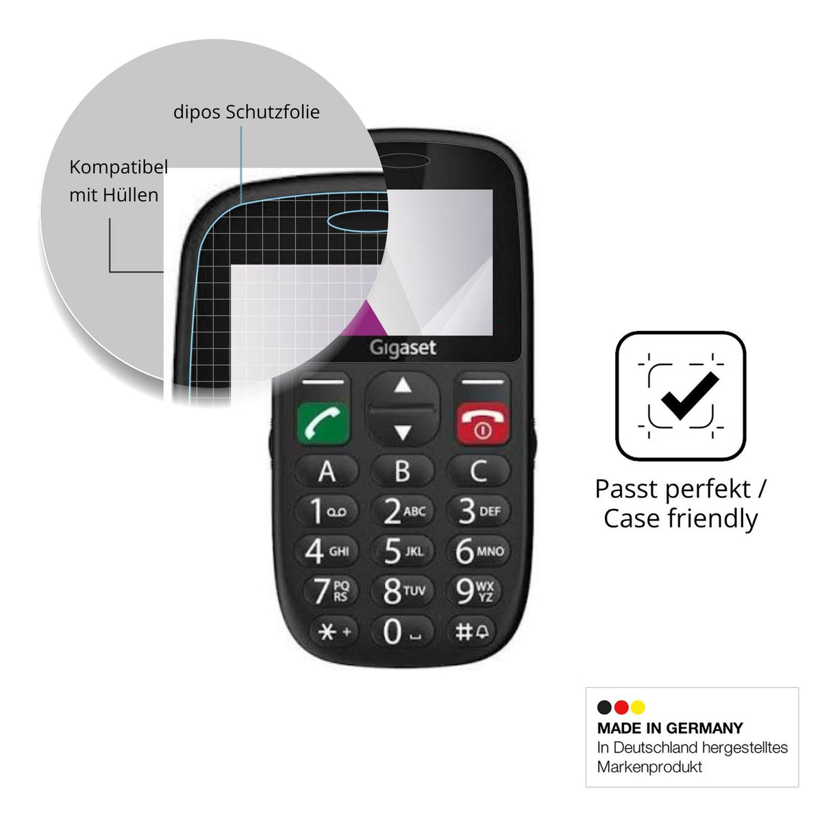 Schutzfolie mit optimaler Passform, zur Verwendung mit Hüllen geeignet
