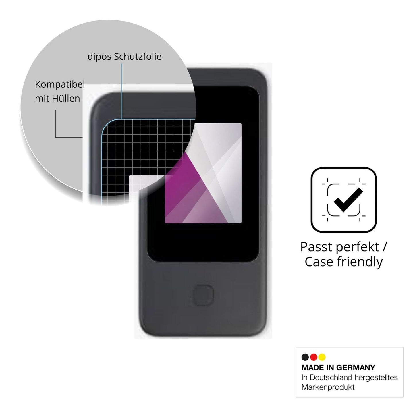 Schutzfolie mit optimaler Passform, zur Verwendung mit Hüllen geeignet