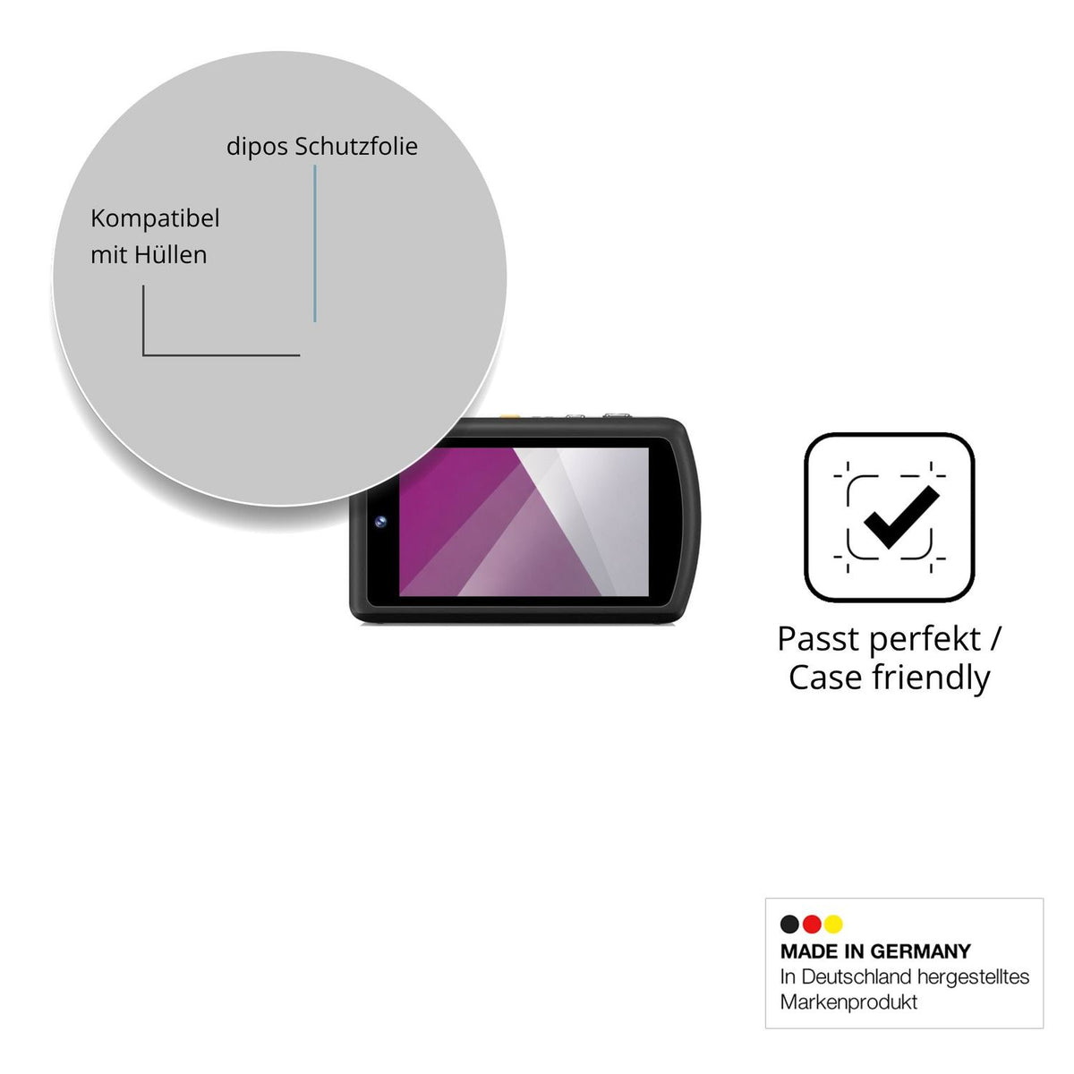 Schutzfolie mit optimaler Passform, zur Verwendung mit Hüllen geeignet