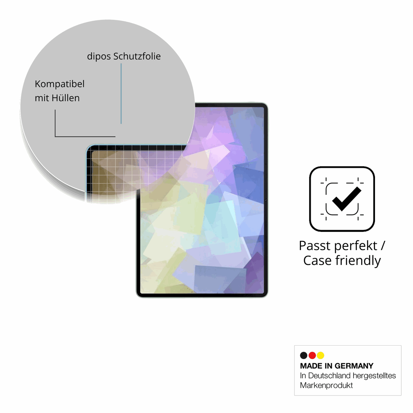 Schutzfolie mit optimaler Passform, zur Verwendung mit H�llen geeignet