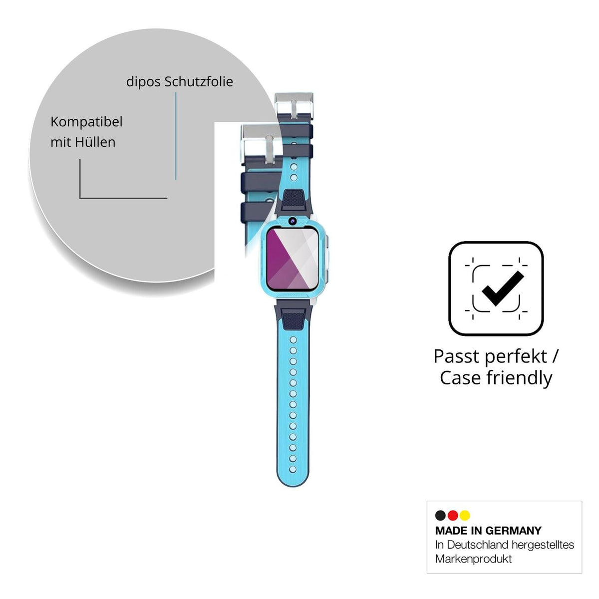 Schutzfolie mit optimaler Passform, zur Verwendung mit Hüllen geeignet