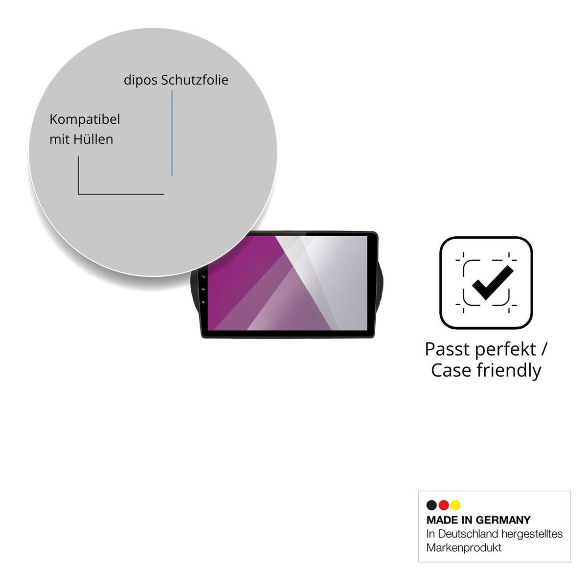 Schutzfolie mit optimaler Passform, zur Verwendung mit Hüllen geeignet