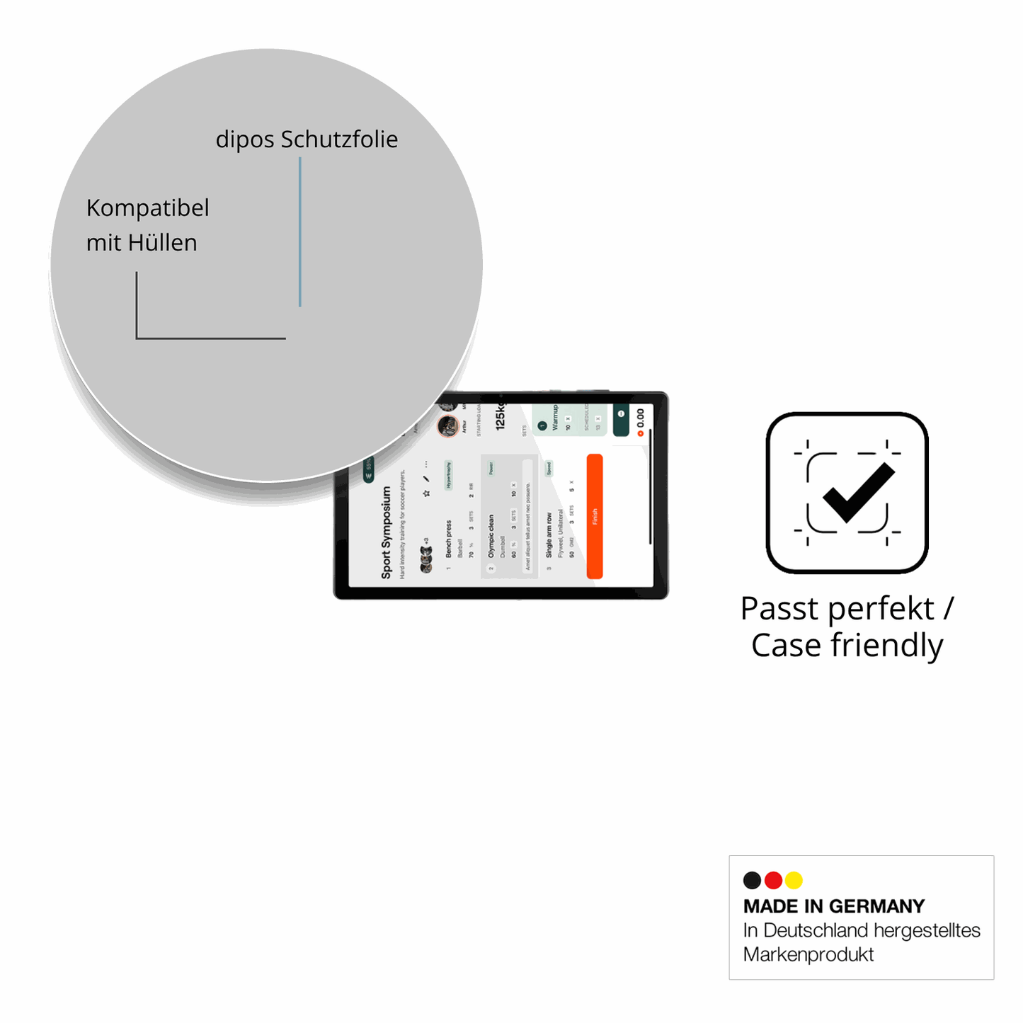 Schutzfolie mit optimaler Passform, zur Verwendung mit Hüllen geeignet