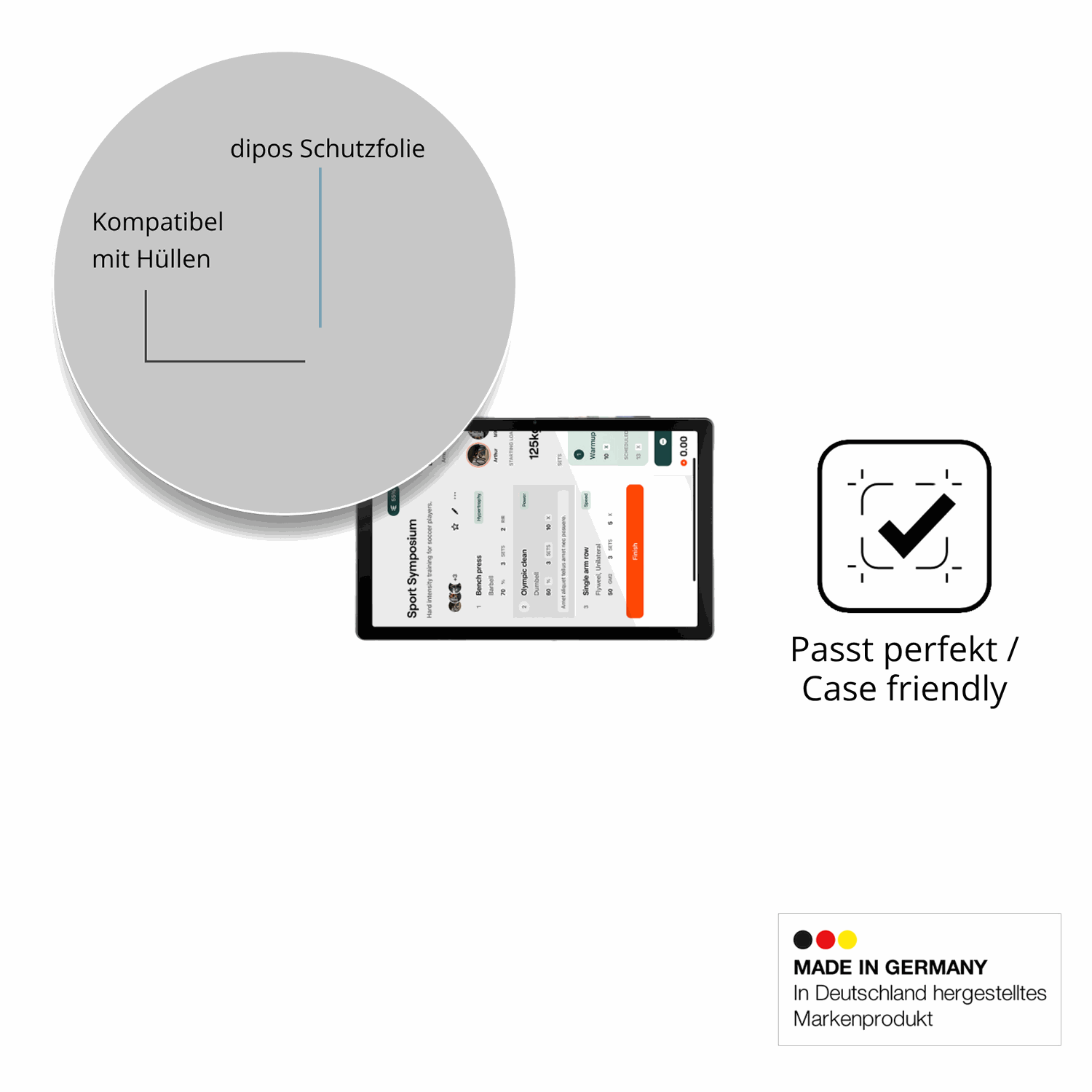 Schutzfolie mit optimaler Passform, zur Verwendung mit Hüllen geeignet