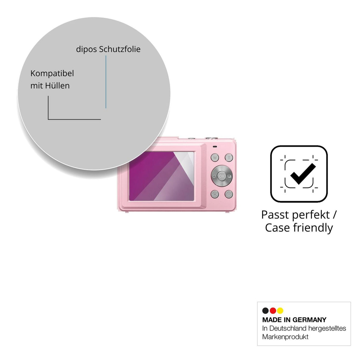 Schutzfolie mit optimaler Passform, zur Verwendung mit Hüllen geeignet