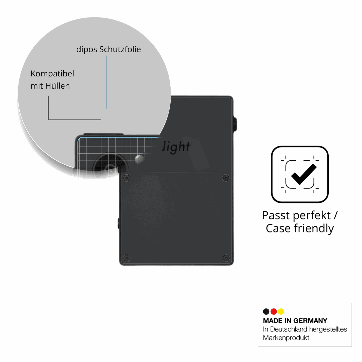 Schutzfolie mit optimaler Passform, zur Verwendung mit Hüllen geeignet