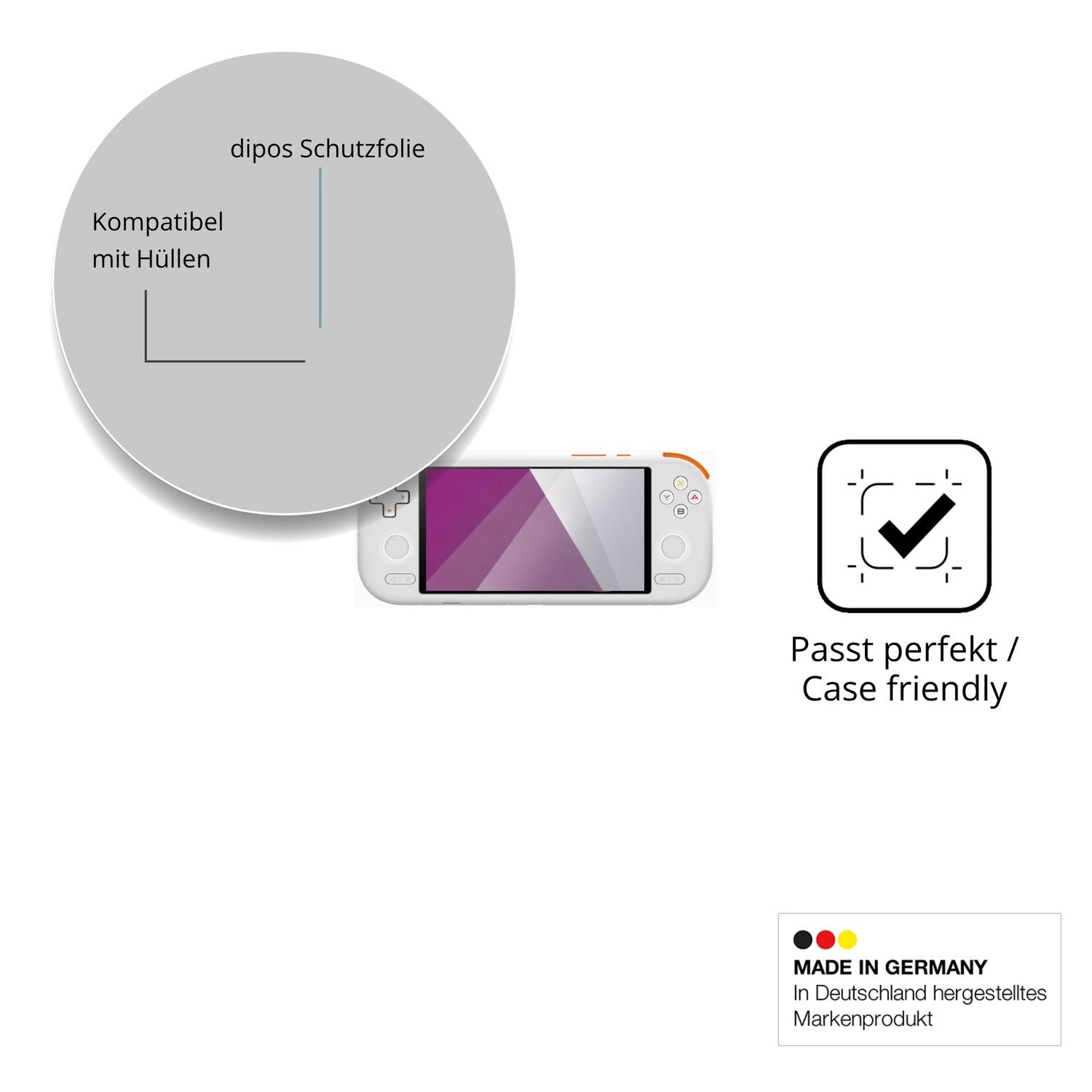 Schutzfolie mit optimaler Passform, zur Verwendung mit Hüllen geeignet