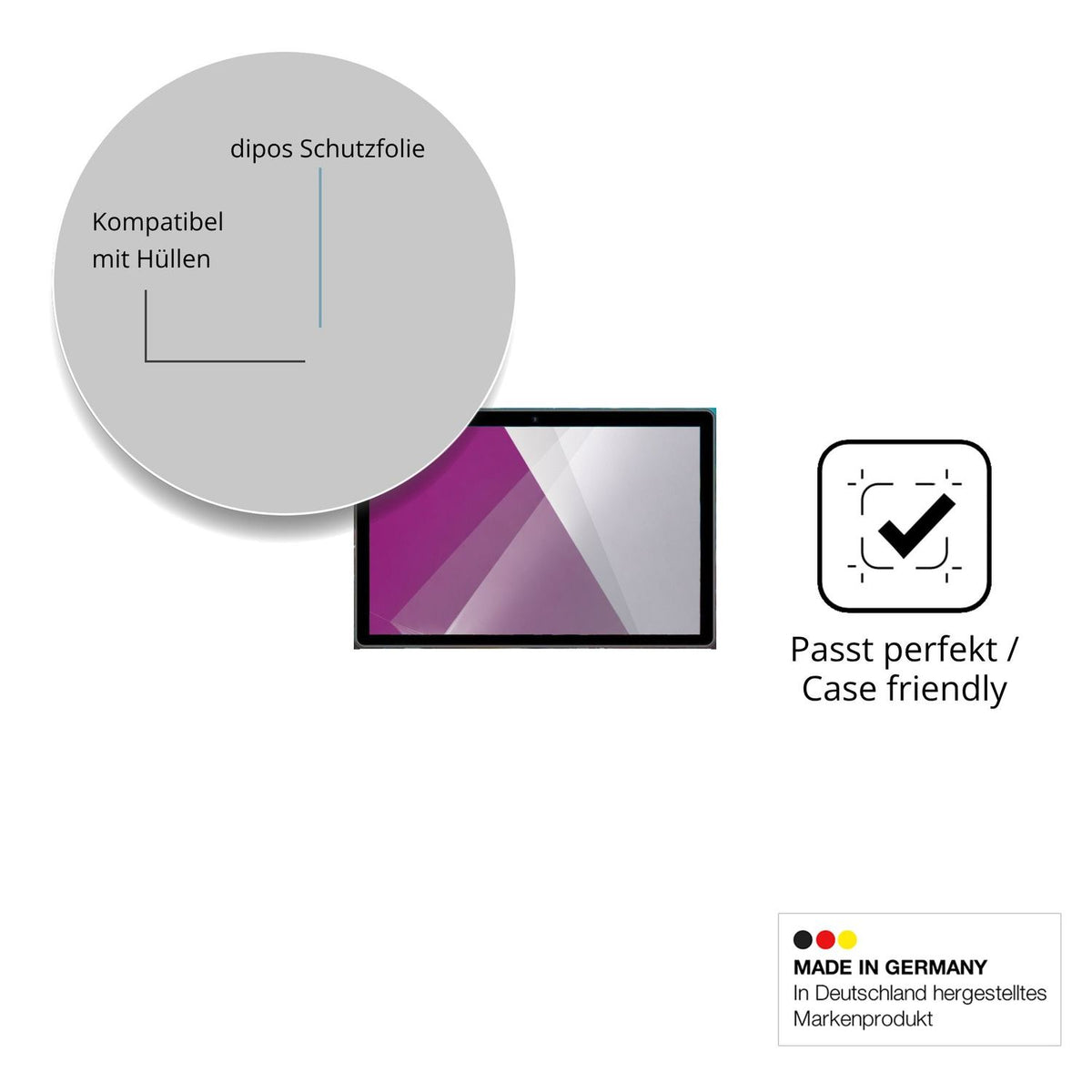 Schutzfolie mit optimaler Passform, zur Verwendung mit Hüllen geeignet