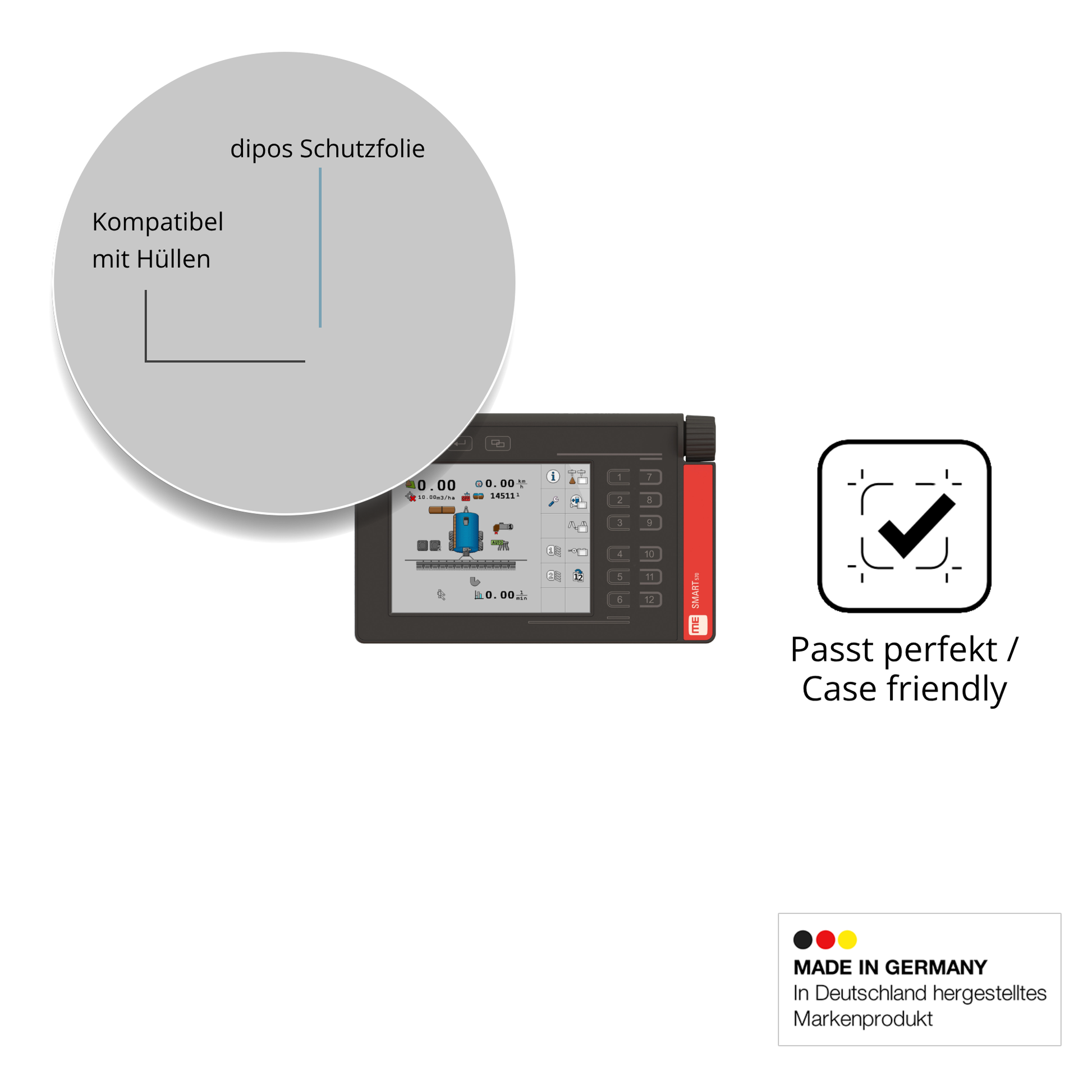 Schutzfolie mit optimaler Passform, zur Verwendung mit Hüllen geeignet
