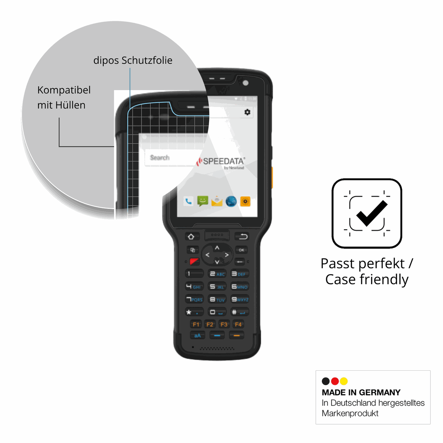 Schutzfolie mit optimaler Passform, zur Verwendung mit Hüllen geeignet
