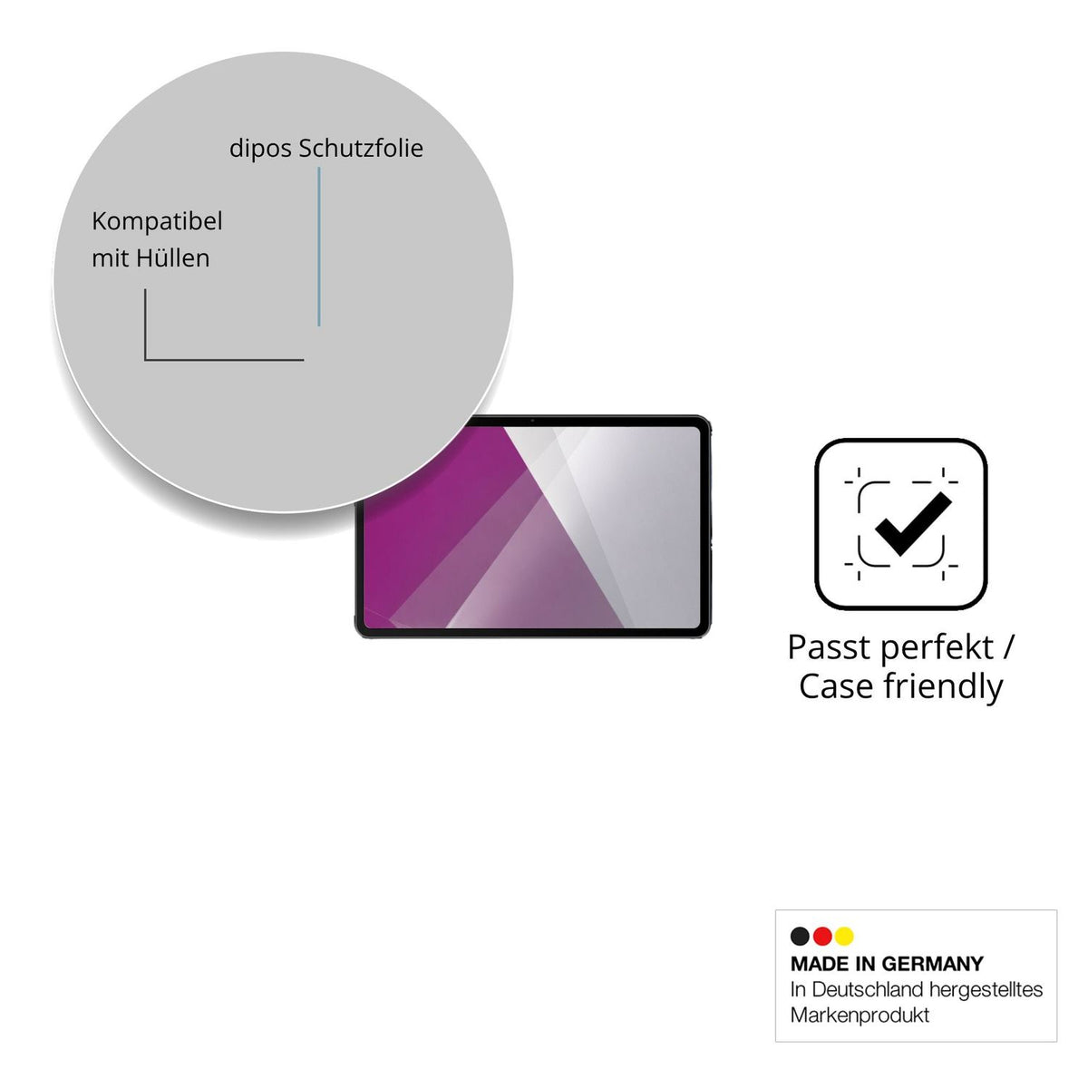 Schutzfolie mit optimaler Passform, zur Verwendung mit Hüllen geeignet