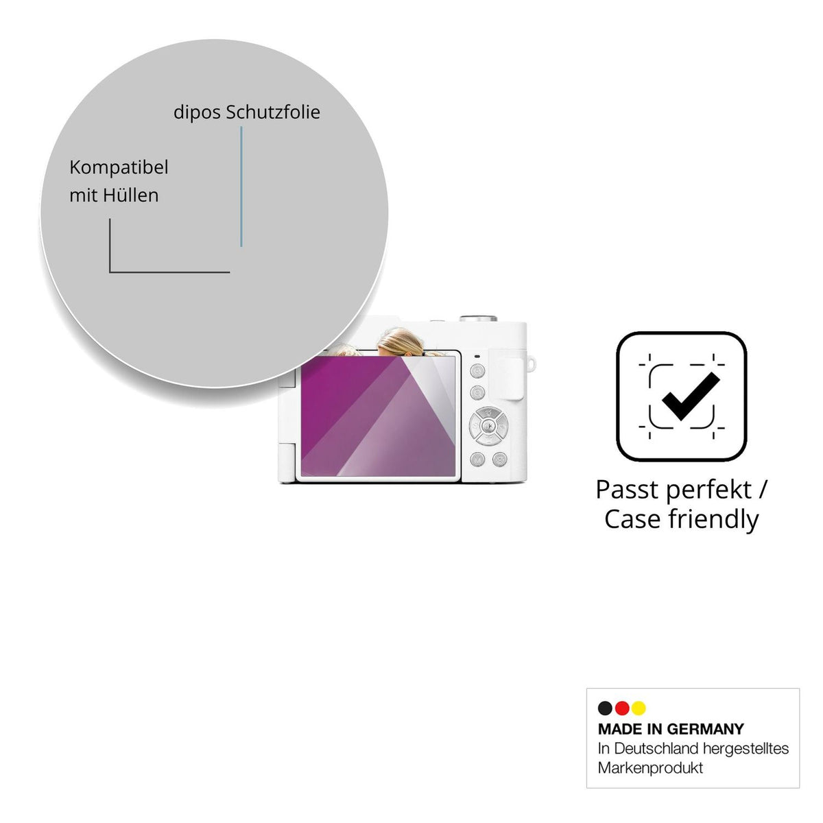 Schutzfolie mit optimaler Passform, zur Verwendung mit Hüllen geeignet