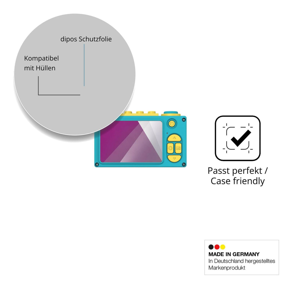 Schutzfolie mit optimaler Passform, zur Verwendung mit Hüllen geeignet