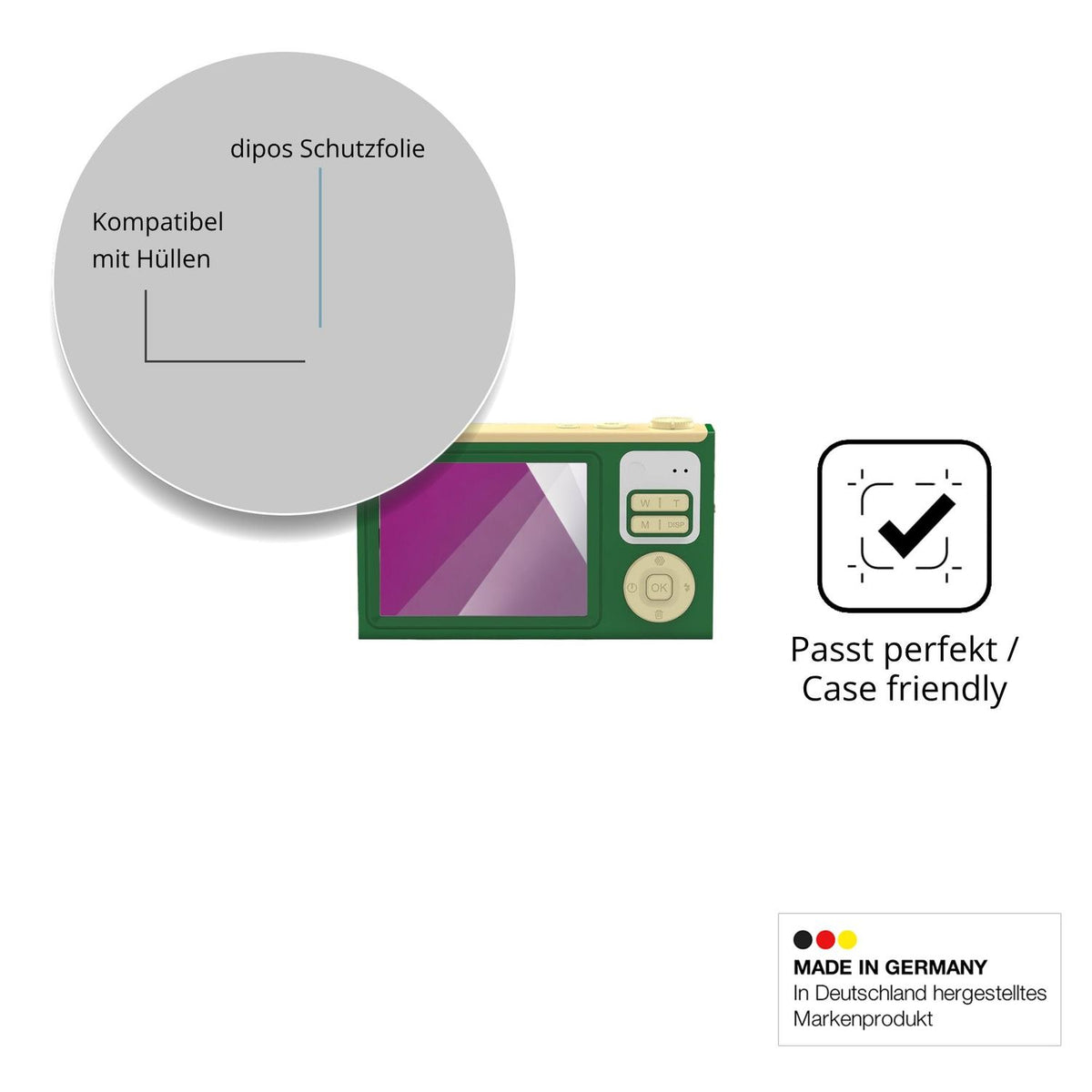 Schutzfolie mit optimaler Passform, zur Verwendung mit Hüllen geeignet