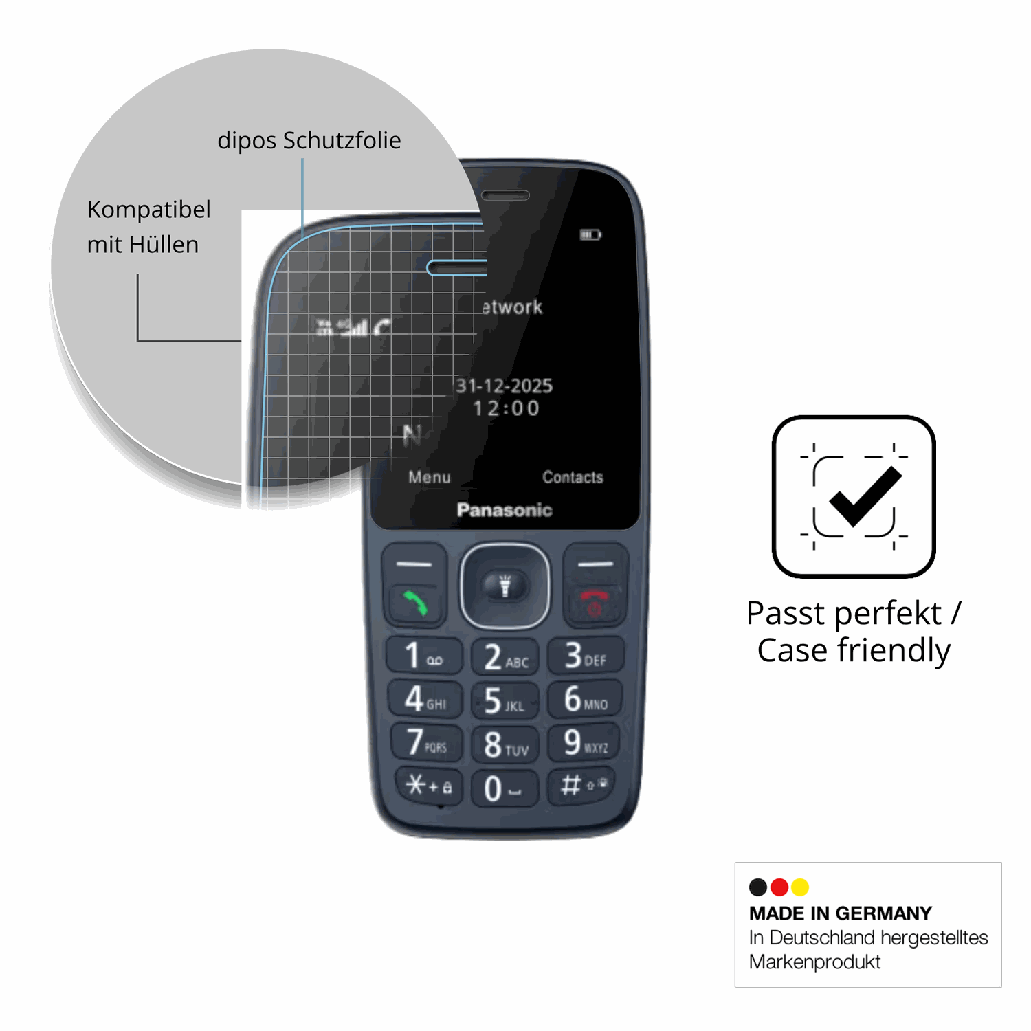 Schutzfolie mit optimaler Passform, zur Verwendung mit Hüllen geeignet