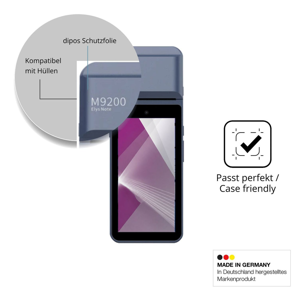 Schutzfolie mit optimaler Passform, zur Verwendung mit Hüllen geeignet