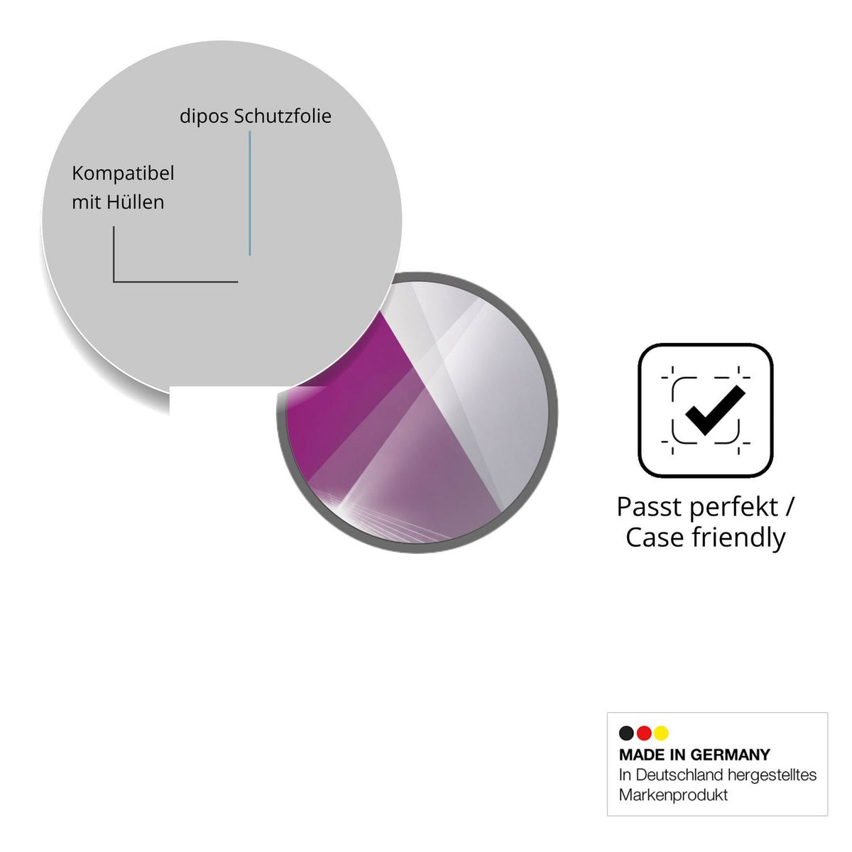 Schutzfolie mit optimaler Passform, zur Verwendung mit Hüllen geeignet