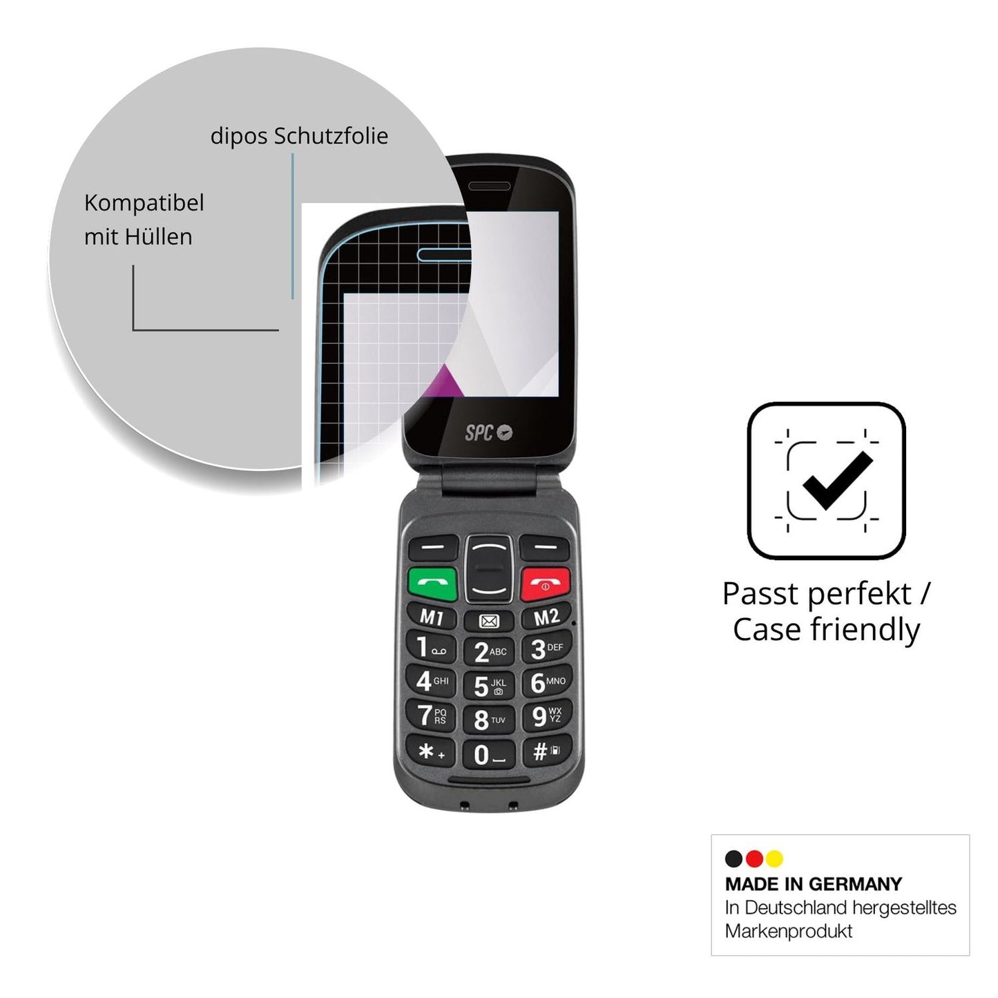 Schutzfolie mit optimaler Passform, zur Verwendung mit Hüllen geeignet