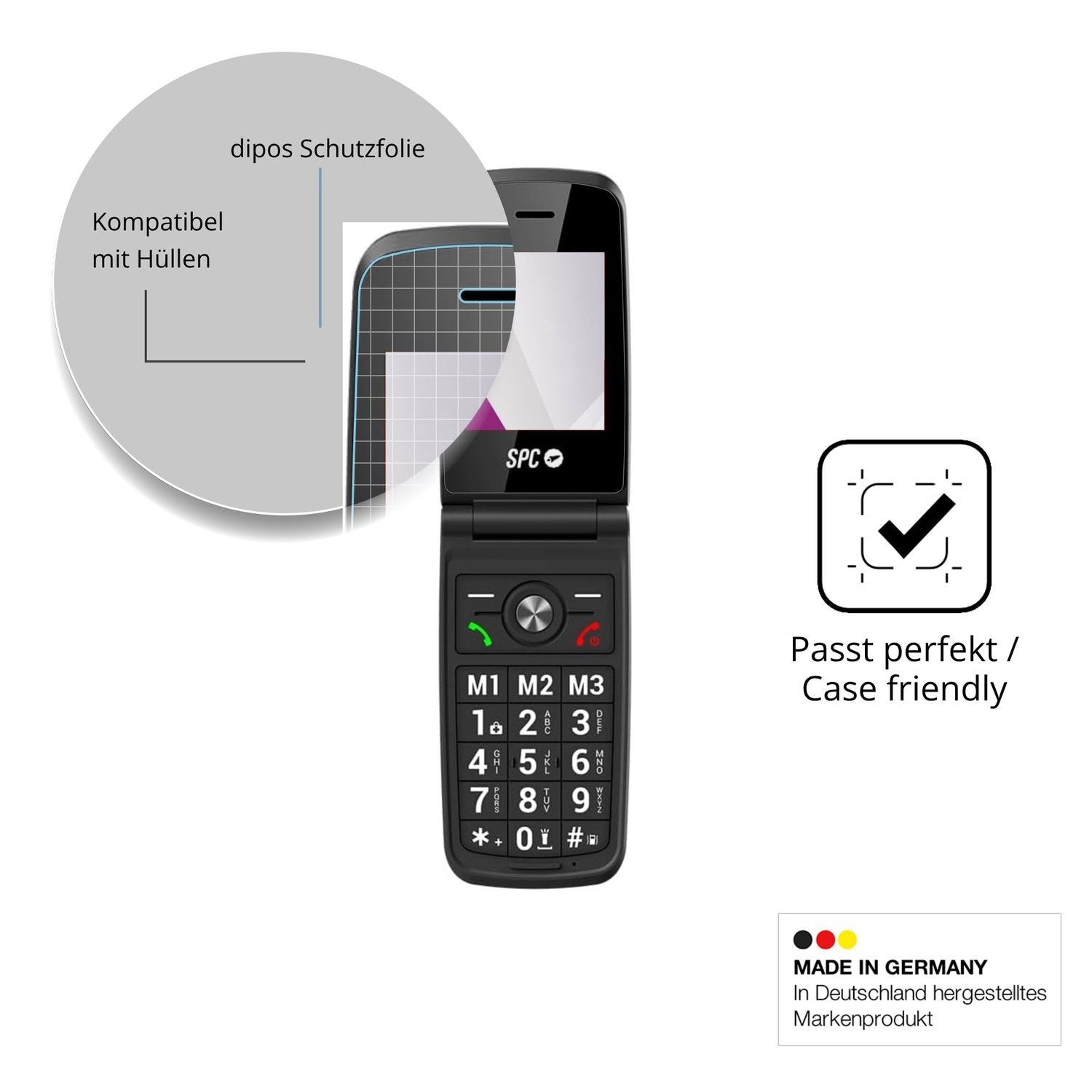 Schutzfolie mit optimaler Passform, zur Verwendung mit Hüllen geeignet