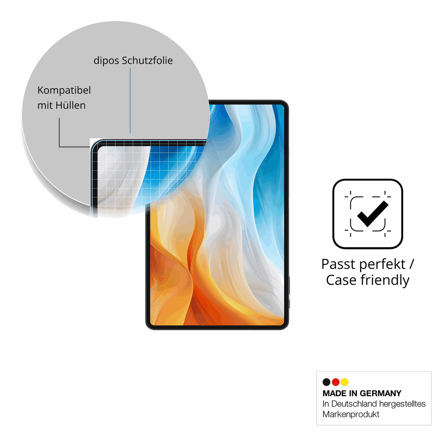 Schutzfolie mit optimaler Passform, zur Verwendung mit H�llen geeignet