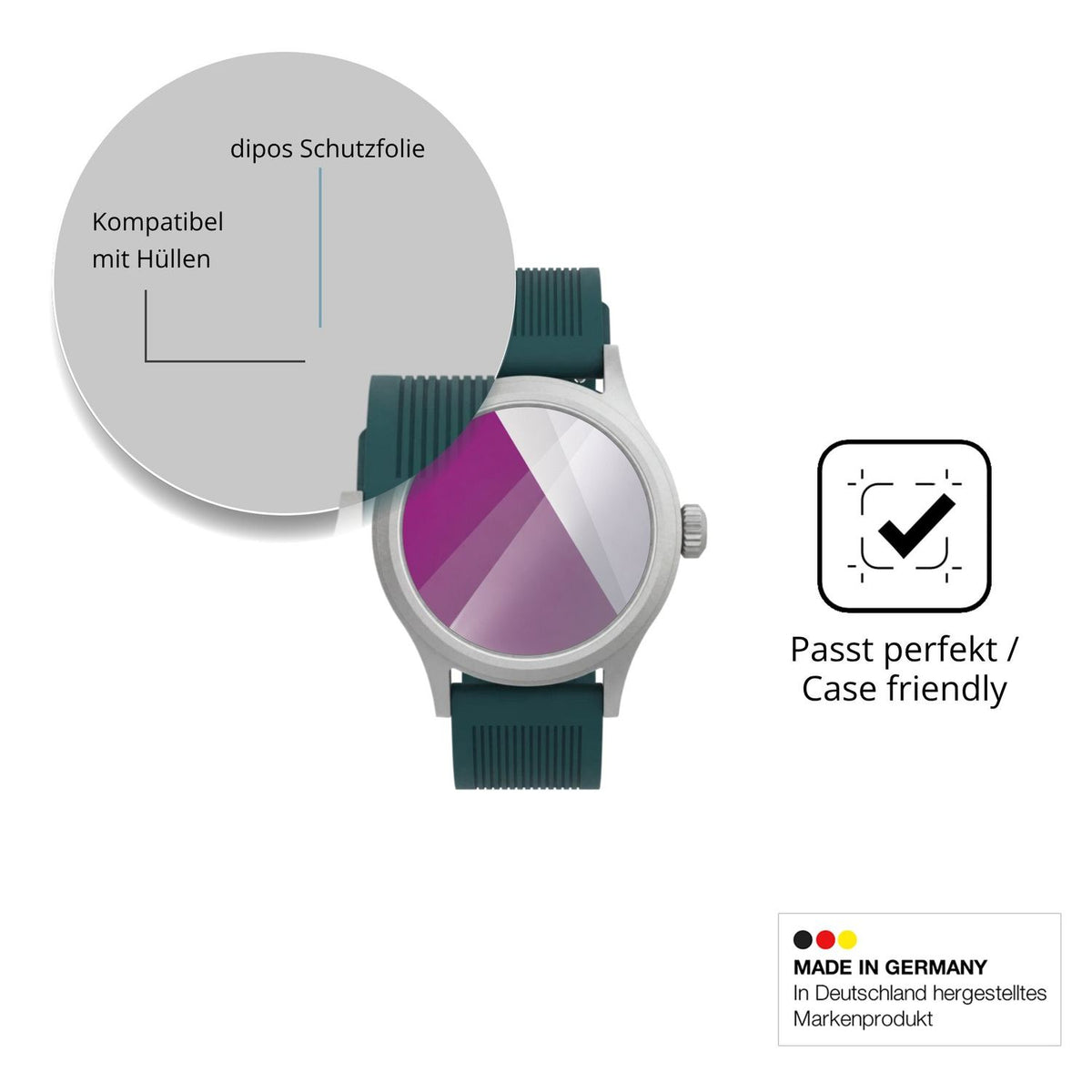 Schutzfolie mit optimaler Passform, zur Verwendung mit Hüllen geeignet