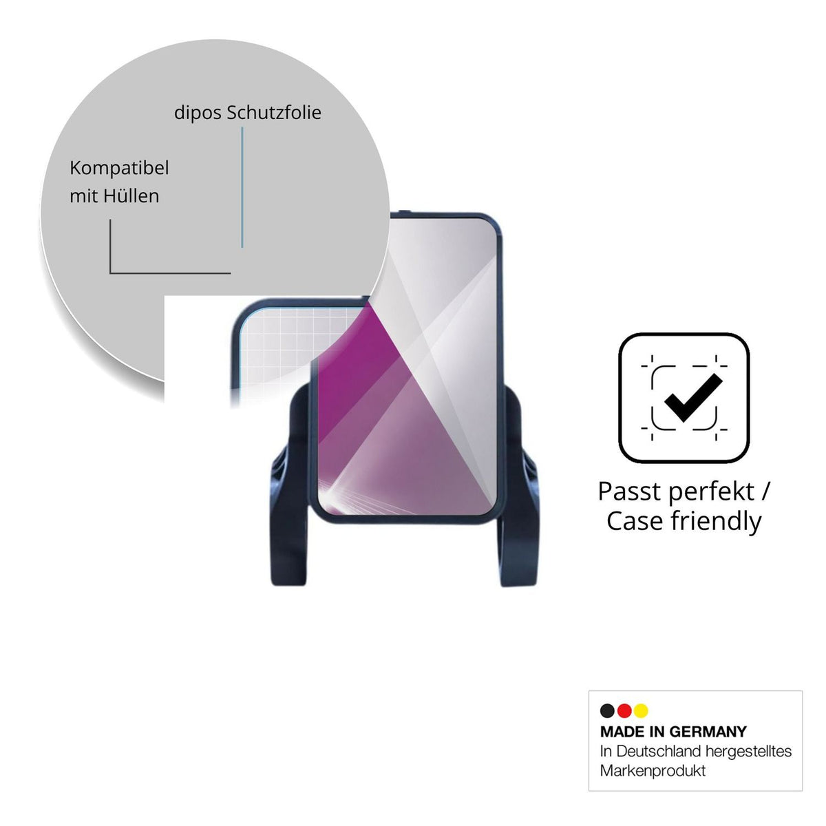Schutzfolie mit optimaler Passform, zur Verwendung mit Hüllen geeignet