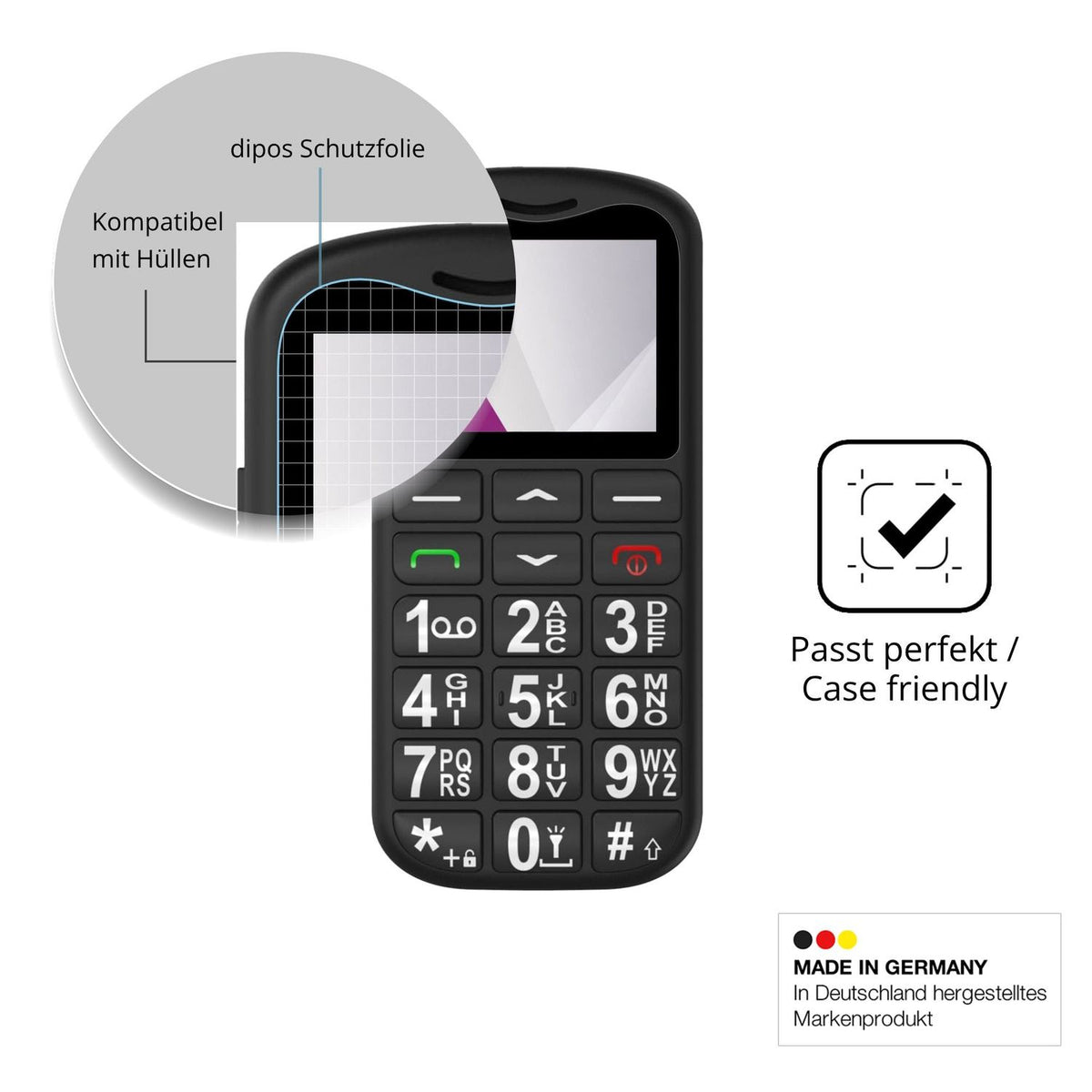 Schutzfolie mit optimaler Passform, zur Verwendung mit Hüllen geeignet