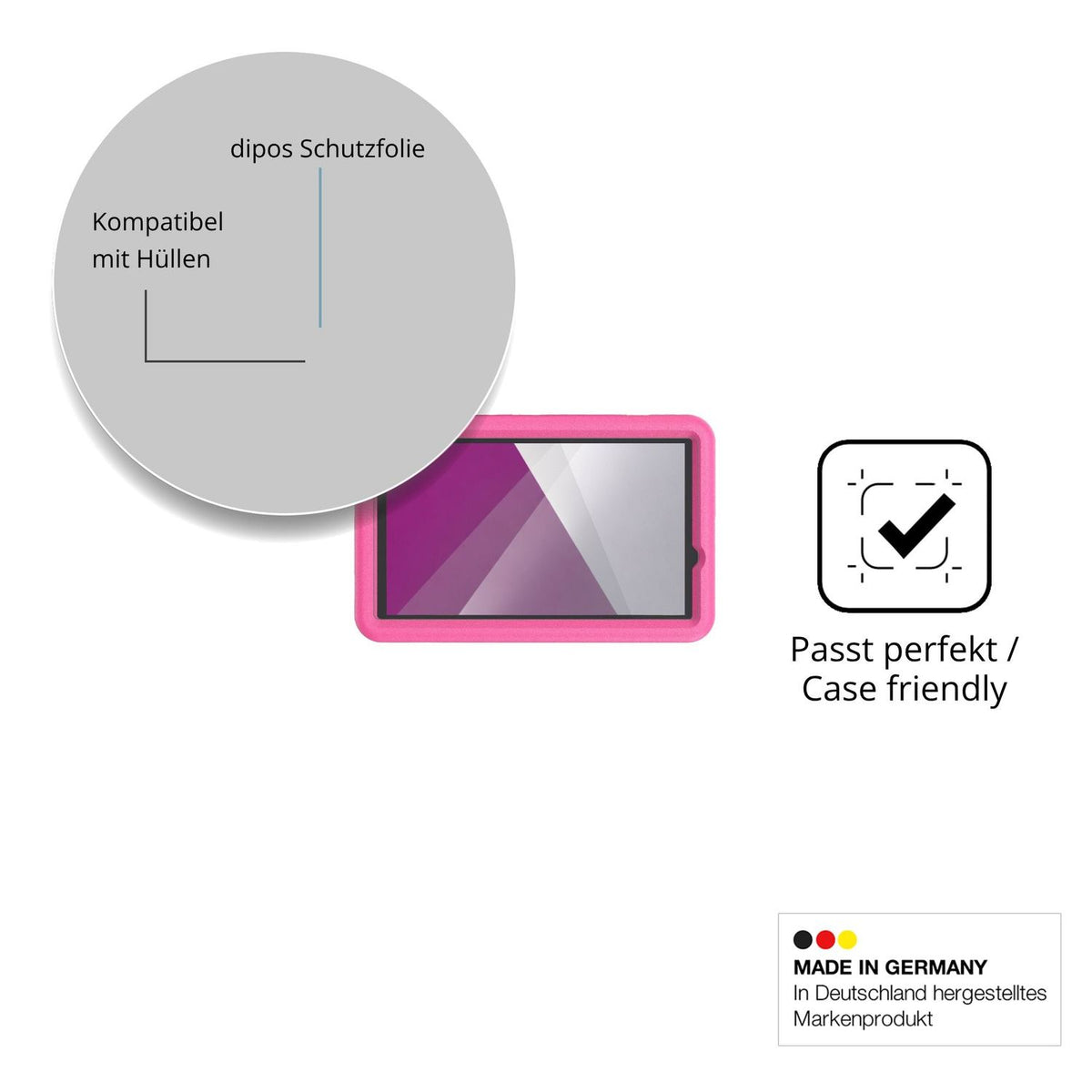 Schutzfolie mit optimaler Passform, zur Verwendung mit Hüllen geeignet