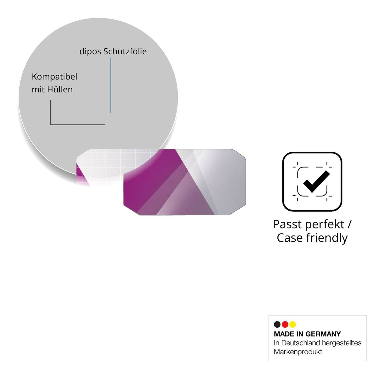 Schutzfolie mit optimaler Passform, zur Verwendung mit Hüllen geeignet