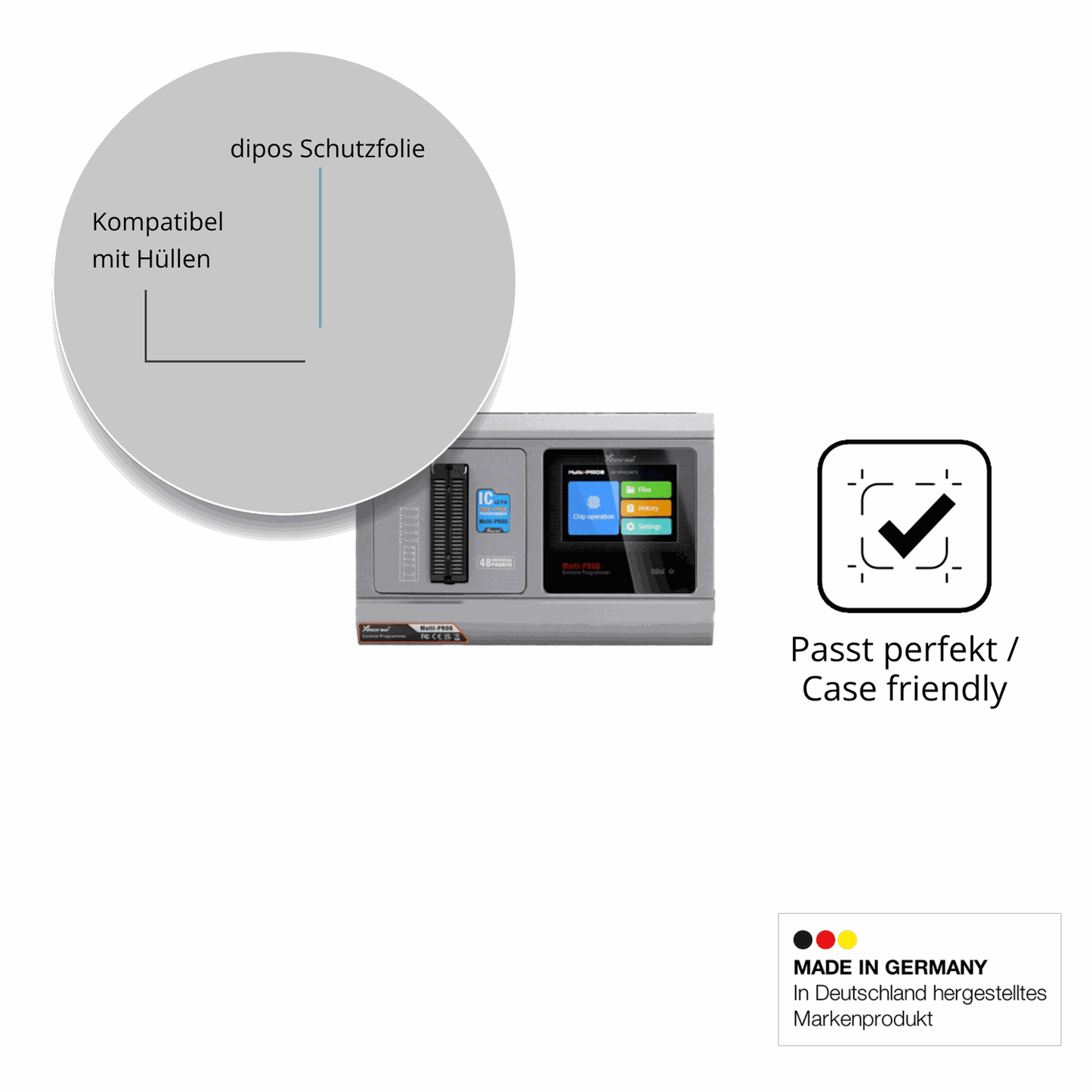 Schutzfolie mit optimaler Passform, zur Verwendung mit Hüllen geeignet