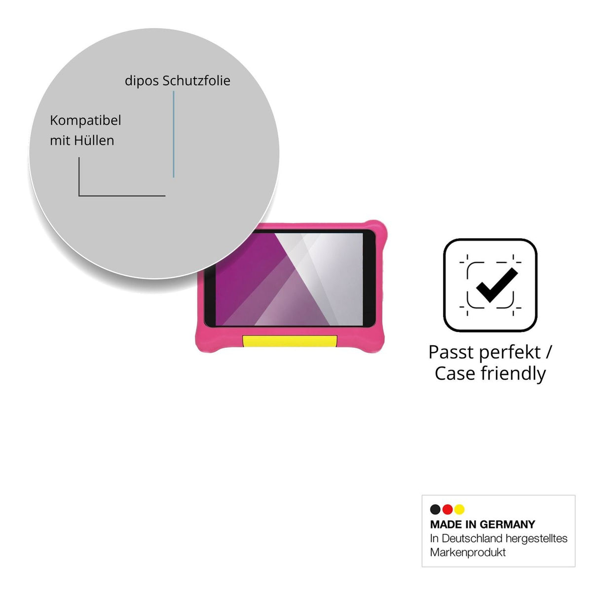 Schutzfolie mit optimaler Passform, zur Verwendung mit Hüllen geeignet