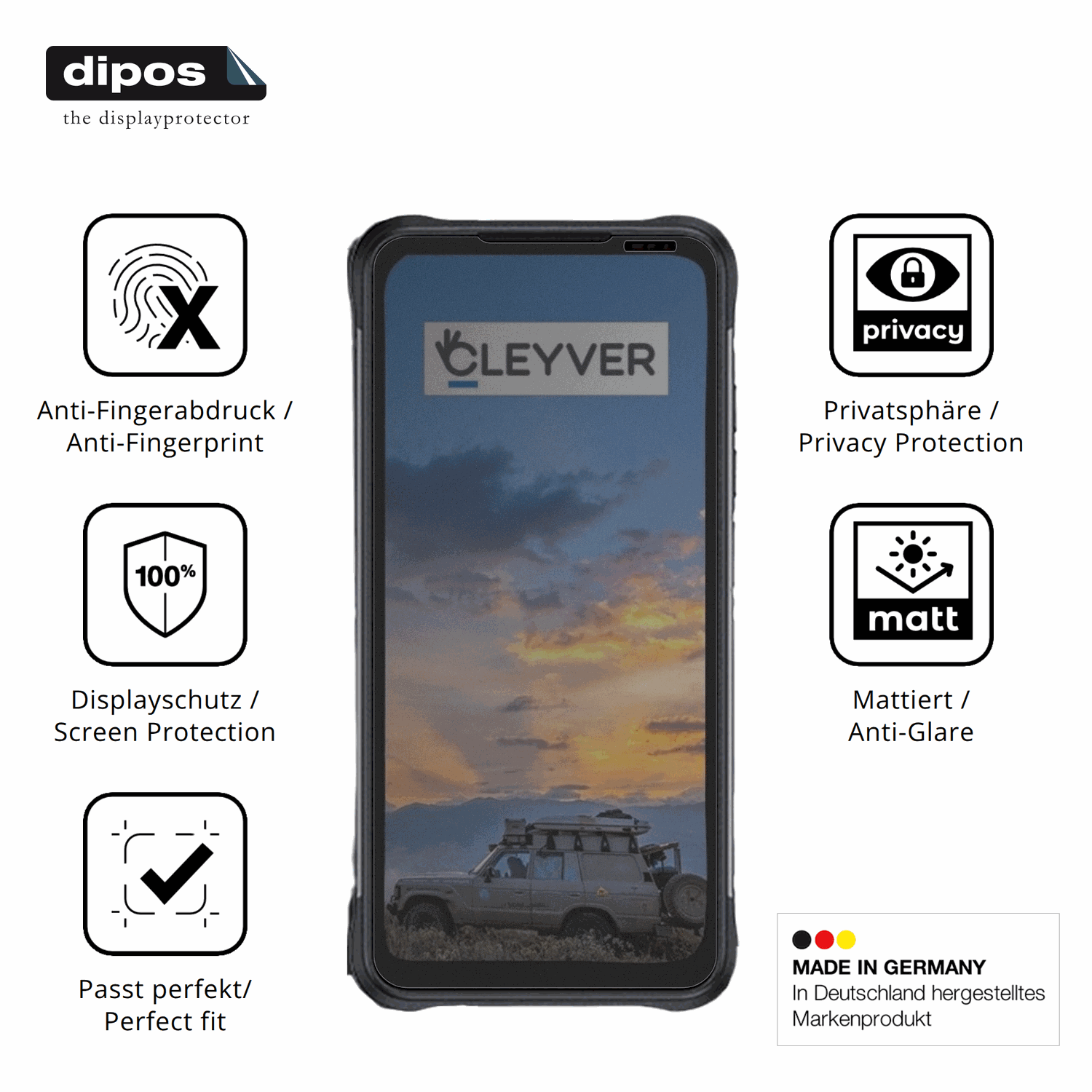 Privatsphäre-Schutz durch Sichtschutz-Folie passend zugeschnitten für cleyverextreme 4g