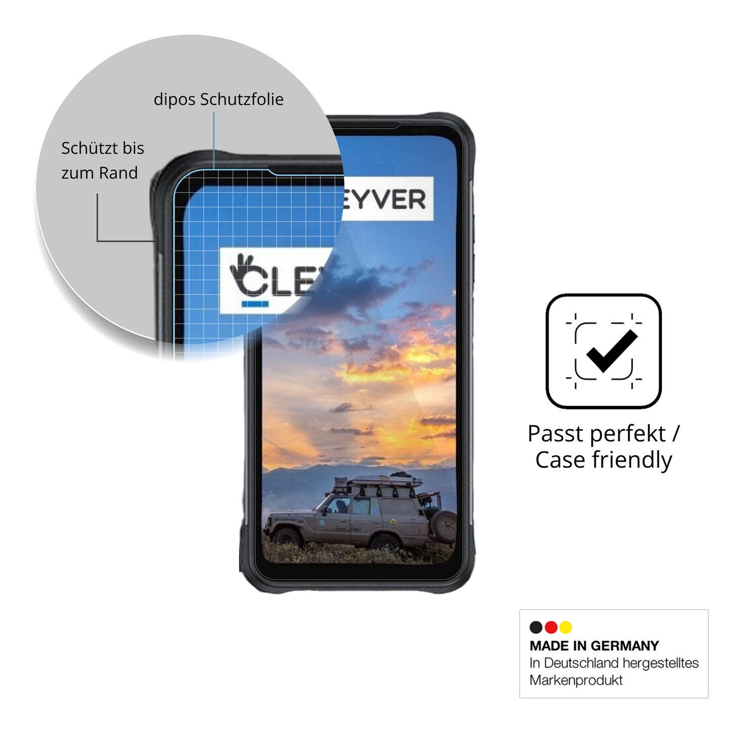 Besonders flexibler Displayschutz mit Anti-Shock-Schicht im Materialmix