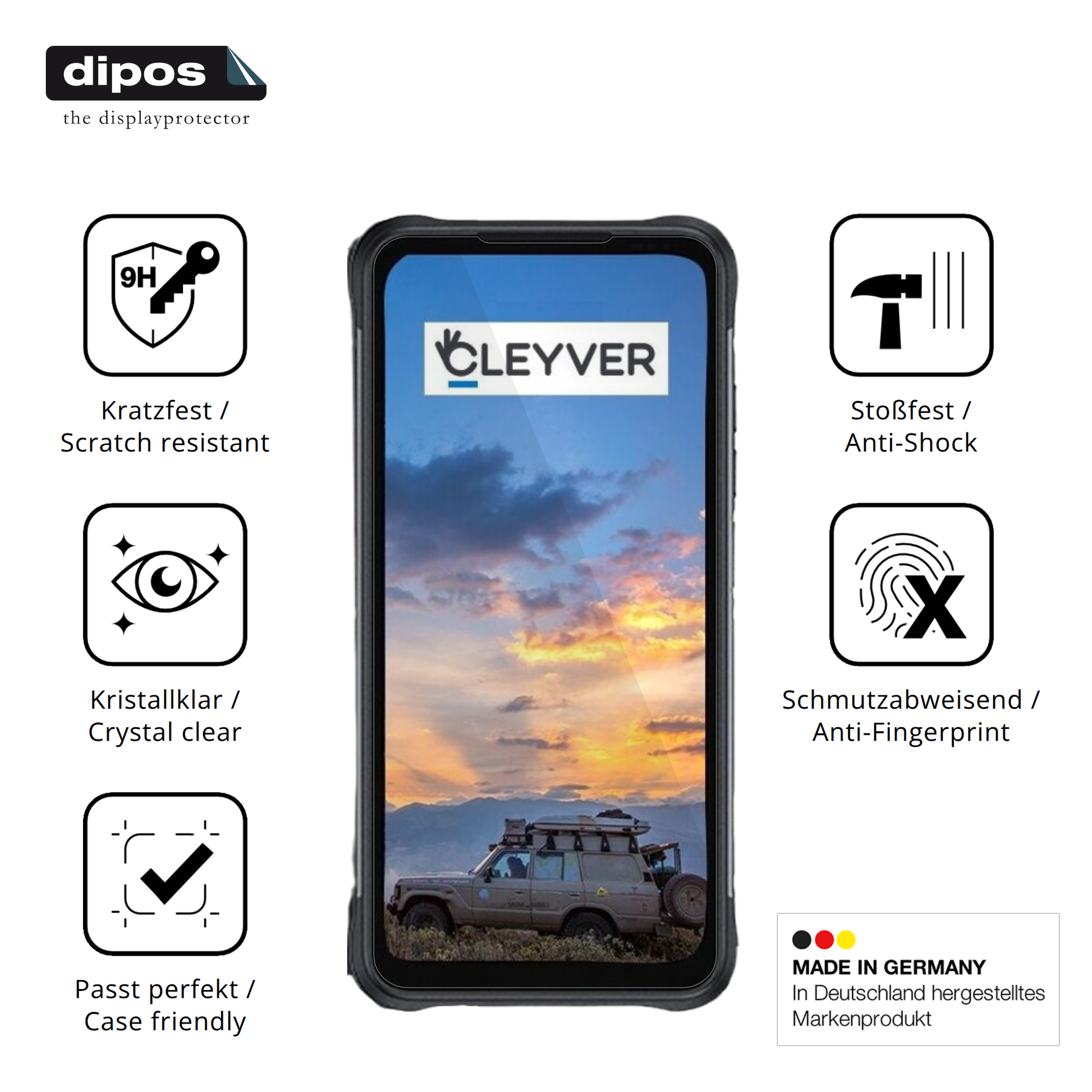 Displayschutz hergestellt in Deutschland, höchste Qualität made in Germany