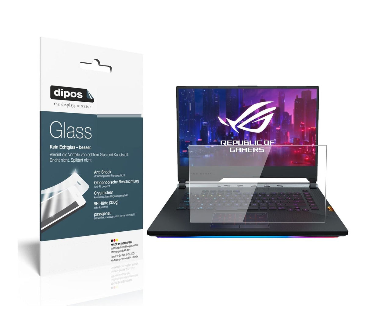 1x 9H Schutzfolie für Asus ROG Strix Scar III G531GW-AZ150T Panzerfolie