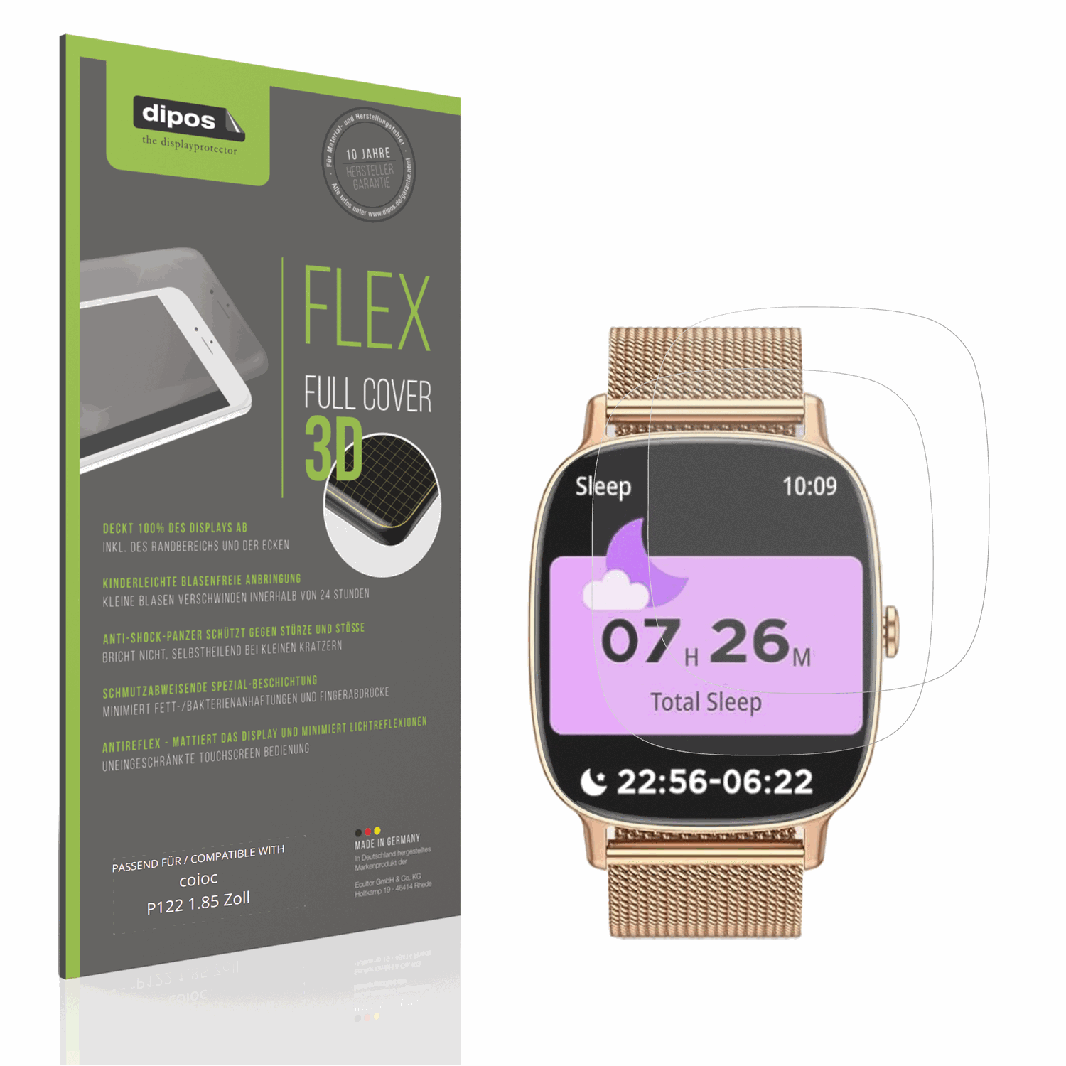 Matte Displayschutzfolie von dipos passend für coioc P122 1.85 Zoll, 100% Displayabdeckung und blasenfreie Montage