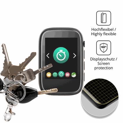 dipos Displayschutz für colorcool A3 MP3-Player, transparente Oberfläche, perfekte Passform auch für die Rundungen