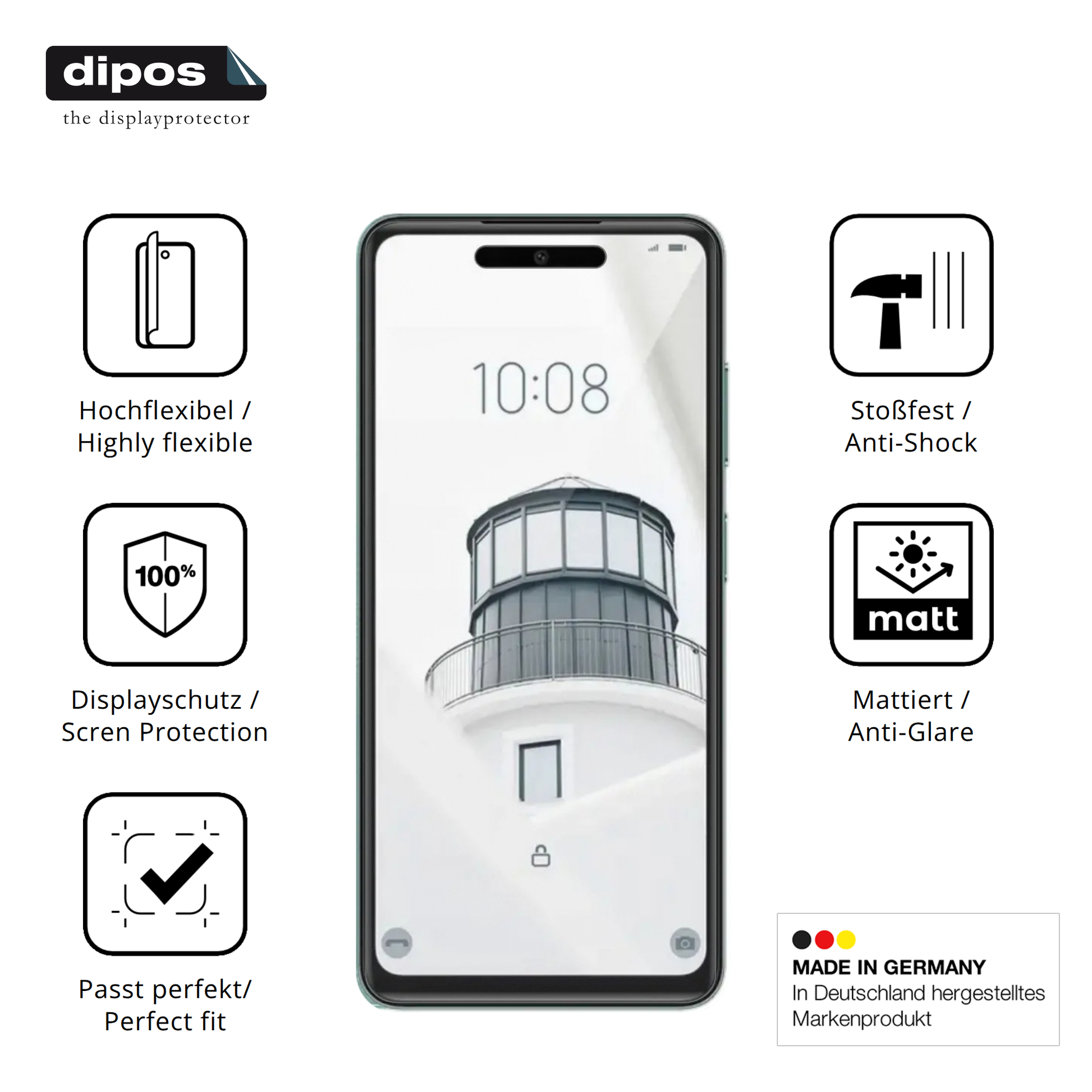 Displayschutz hergestellt in Deutschland, höchste Qualität made in Germany