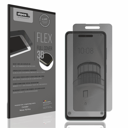 Blickschutzfolie von dipos passend für condornova 70 pro, 100% Displayabdeckung und blasenfreie Montage