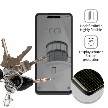 dipos Displayschutz für condornova 70 pro, mit Blickschutzfilter und perfekter Passform auch für die Rundungen