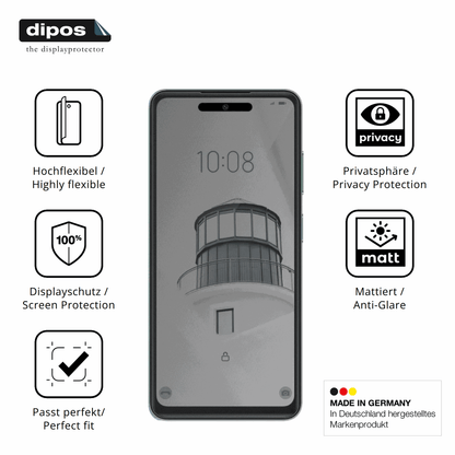 Flexible TPU-Folie passend zugeschnitten für condornova 70 pro, mit Privatsphäre-Schutz durch Sichtschutz-Folie